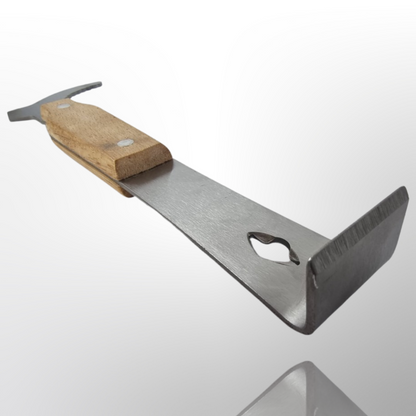 Hive Tool with J Shaped Wooden Handle