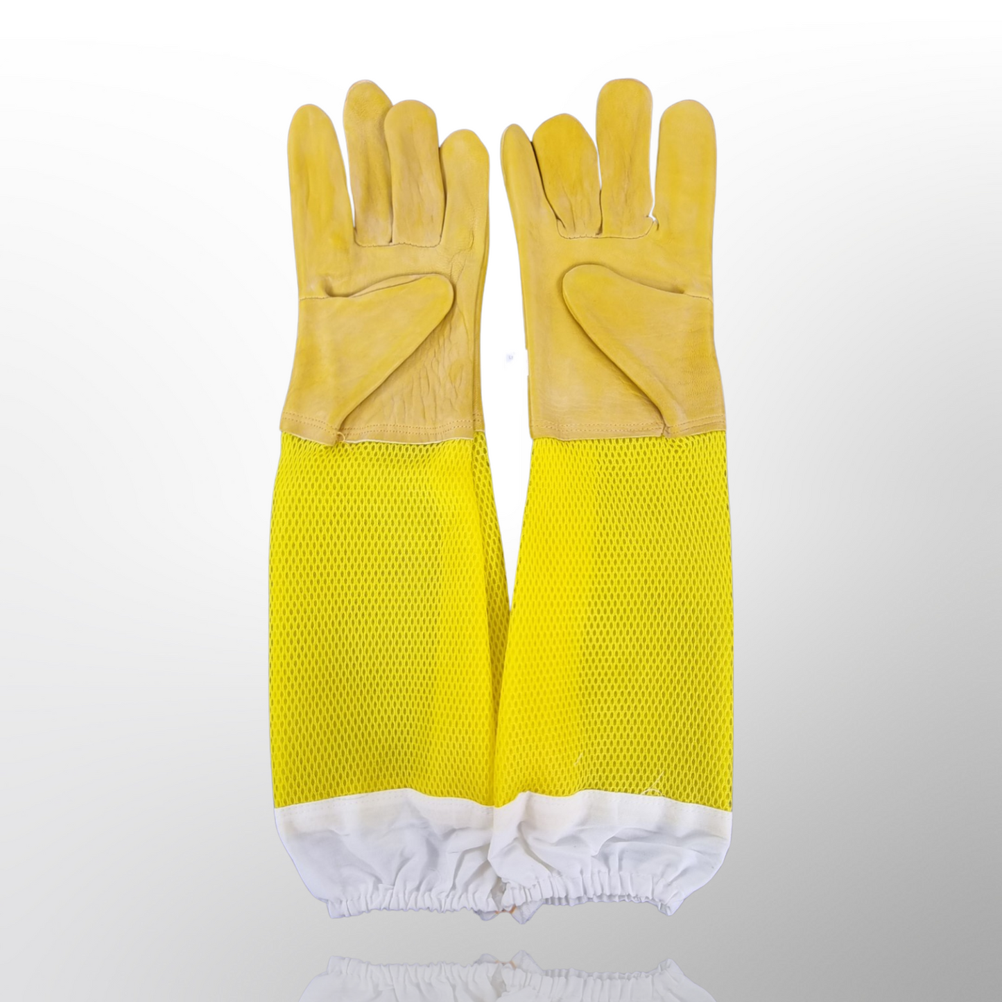 Beekeeping Gloves Leather With Long Net Yellow Sheepskin Polyester Cotton